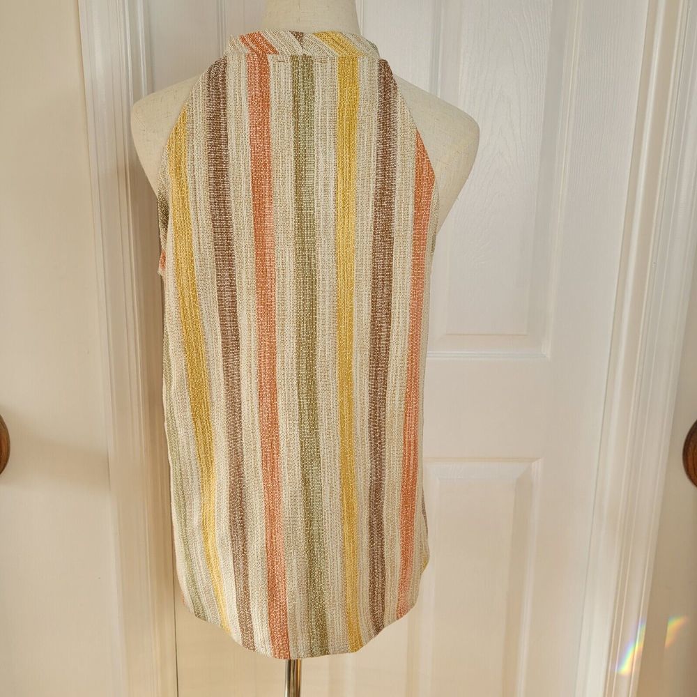 W5 by Anthropologie Sleeveless Cream Multi Color Striped Halter Top Size M - Picture 4 of 10